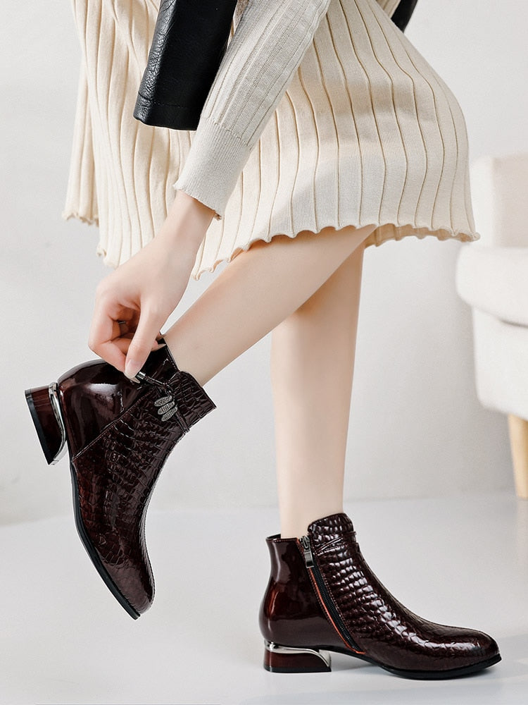 Ankle Boots Genuine Leather Newgew