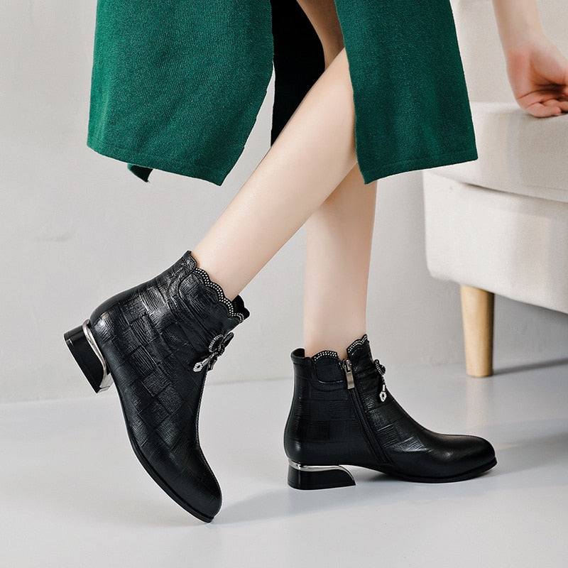 Ankle Boots Genuine Leather Newgew