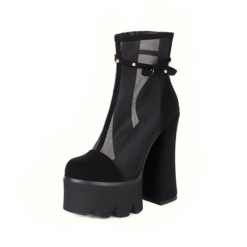 2022 Faux Suede Platform Ankle Boots Newgew