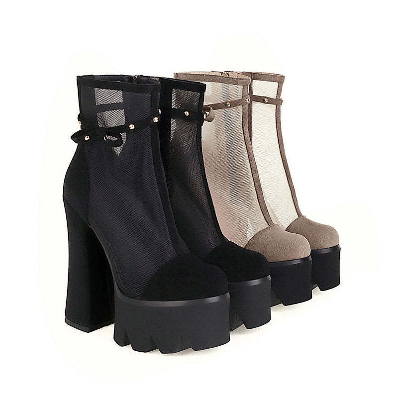 2022 Faux Suede Platform Ankle Boots Newgew