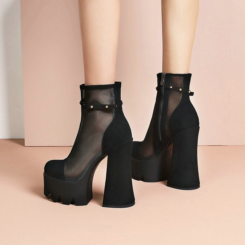 2022 Faux Suede Platform Ankle Boots Newgew