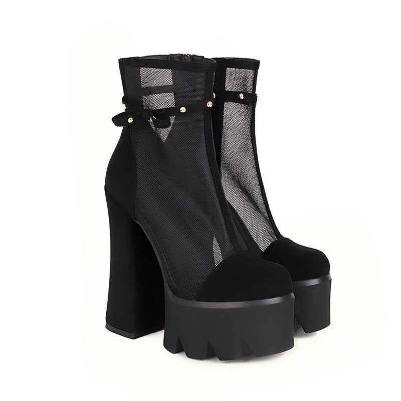2022 Faux Suede Platform Ankle Boots Newgew