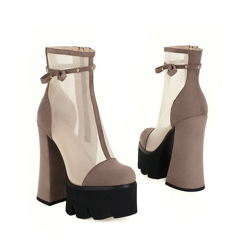 2022 Faux Suede Platform Ankle Boots Newgew