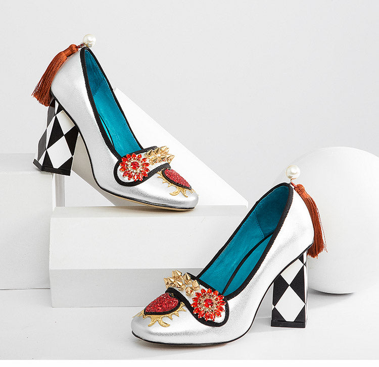 Harmony Fancy Rivet Tassel Chunky Heels Newgew