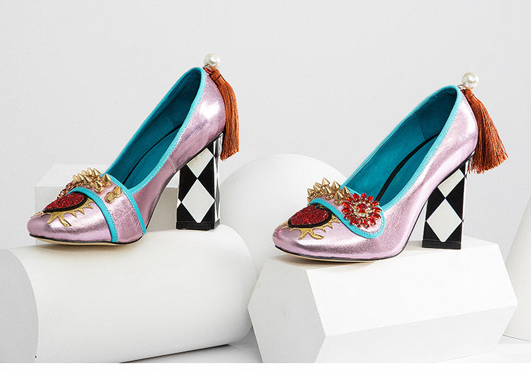 Harmony Fancy Rivet Tassel Chunky Heels Newgew