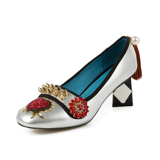 Harmony Fancy Rivet Tassel Chunky Heels Newgew