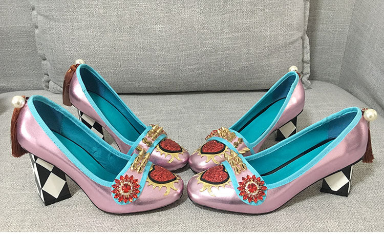 Harmony Fancy Rivet Tassel Chunky Heels Newgew