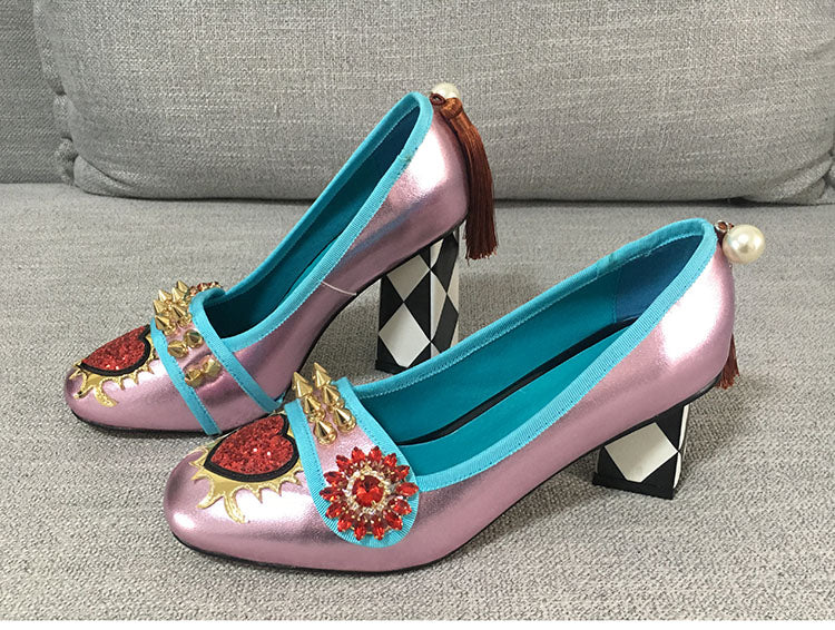 Harmony Fancy Rivet Tassel Chunky Heels Newgew