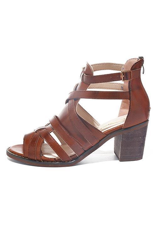 Cutout Zipper High Heel Sandals Newgew