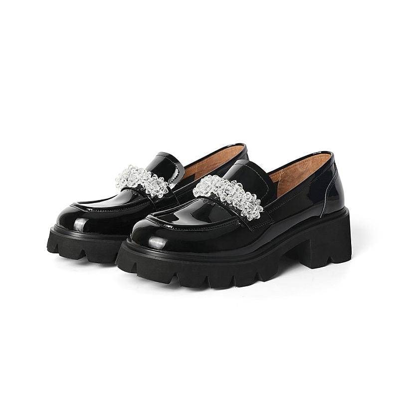 Casual Chunky Heel Loafers Newgew
