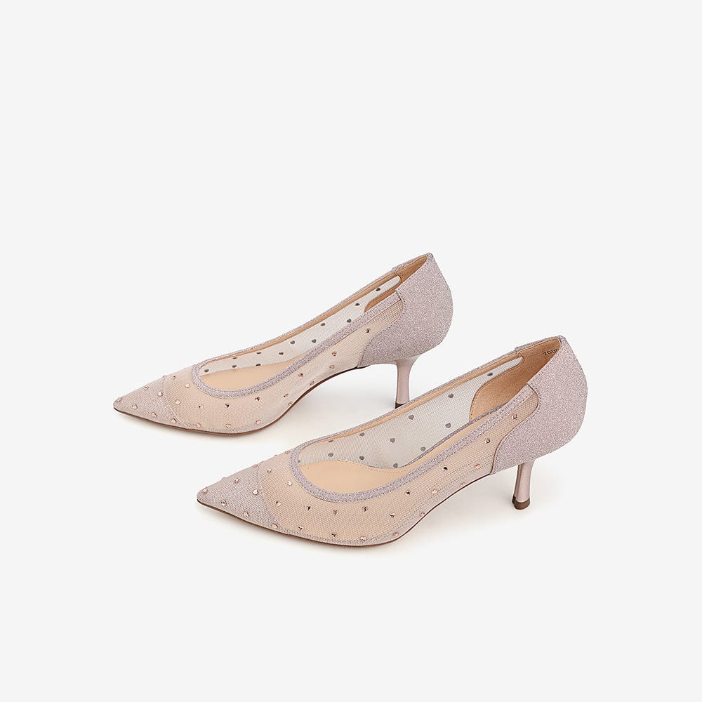 Pointed-Toe Shallow-Mouth Mesh Shoes Newgew