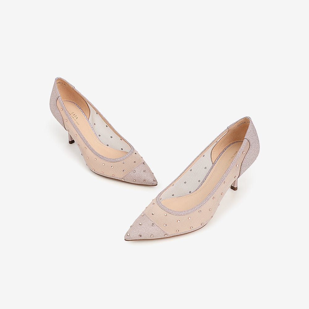 Pointed-Toe Shallow-Mouth Mesh Shoes Newgew