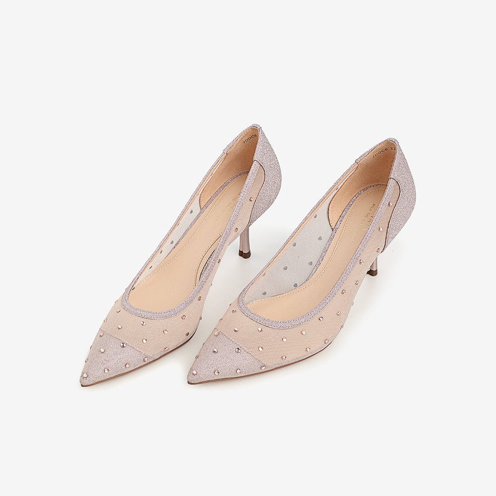 Pointed-Toe Shallow-Mouth Mesh Shoes Newgew