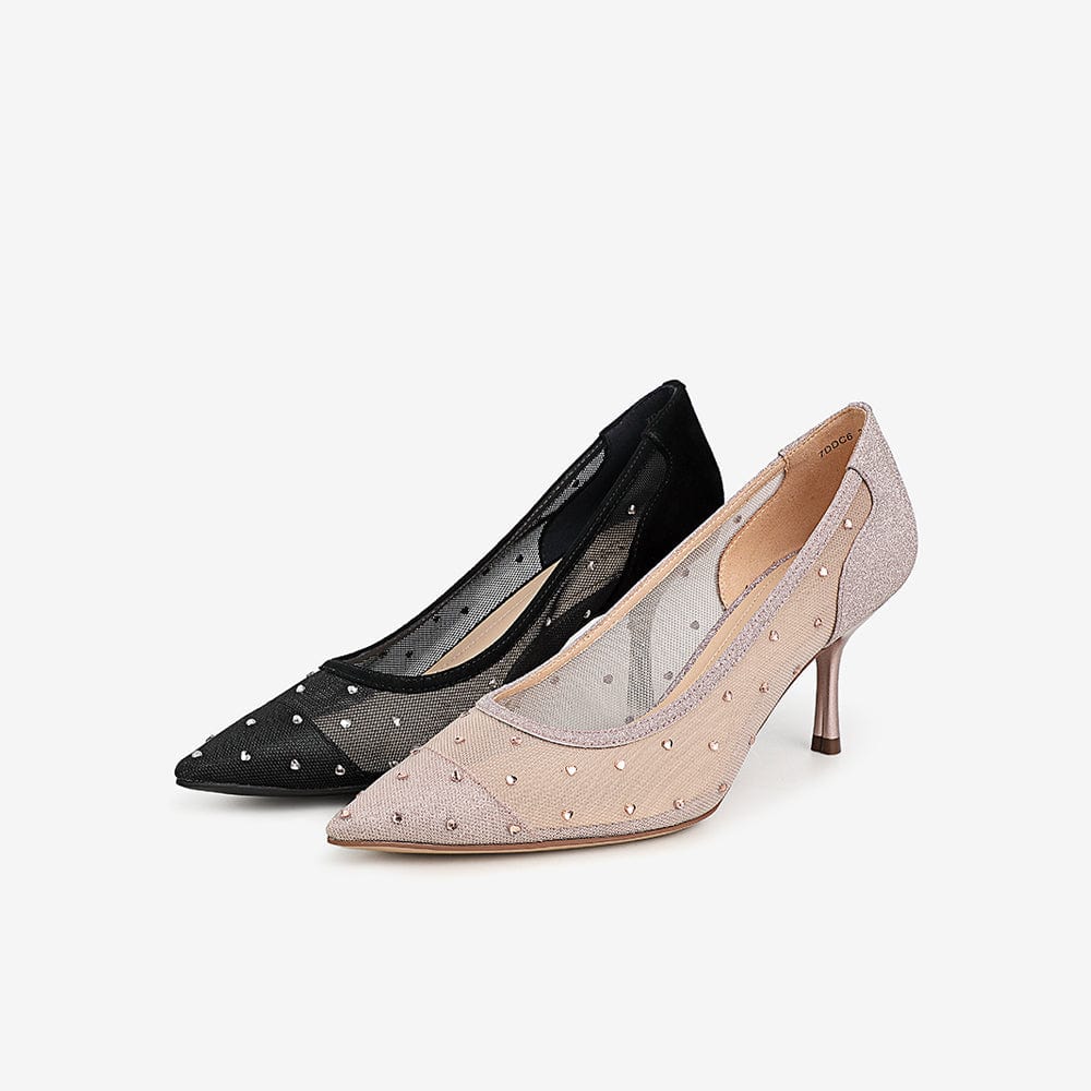 Pointed-Toe Shallow-Mouth Mesh Shoes Newgew