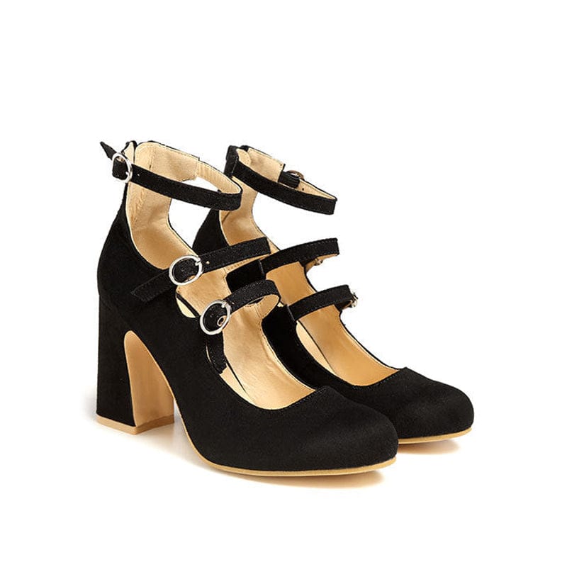 Round Toe Chunky High Heel Pumps Newgew