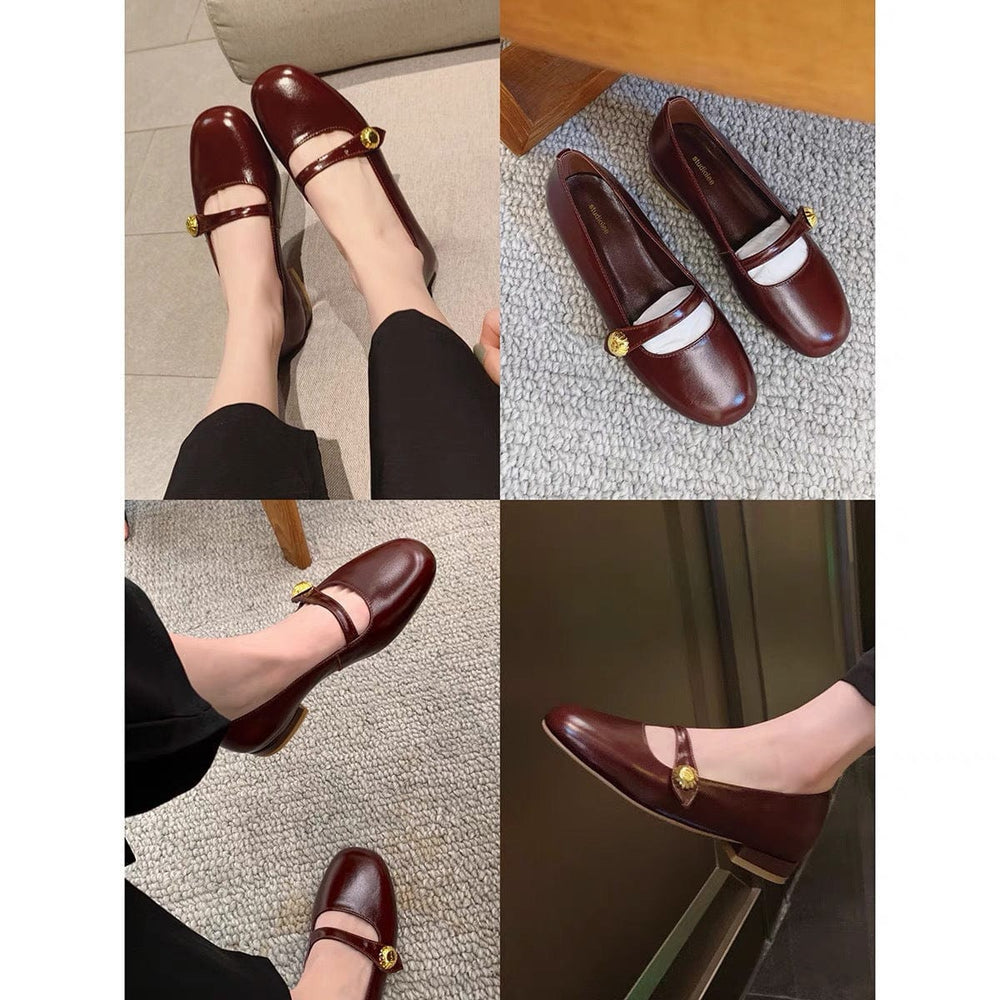 Shallow Mouth Round Head Thick Heel Mary Jane Newgew