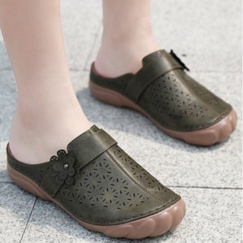 Women Casual Soft Leather Slippers Newgew