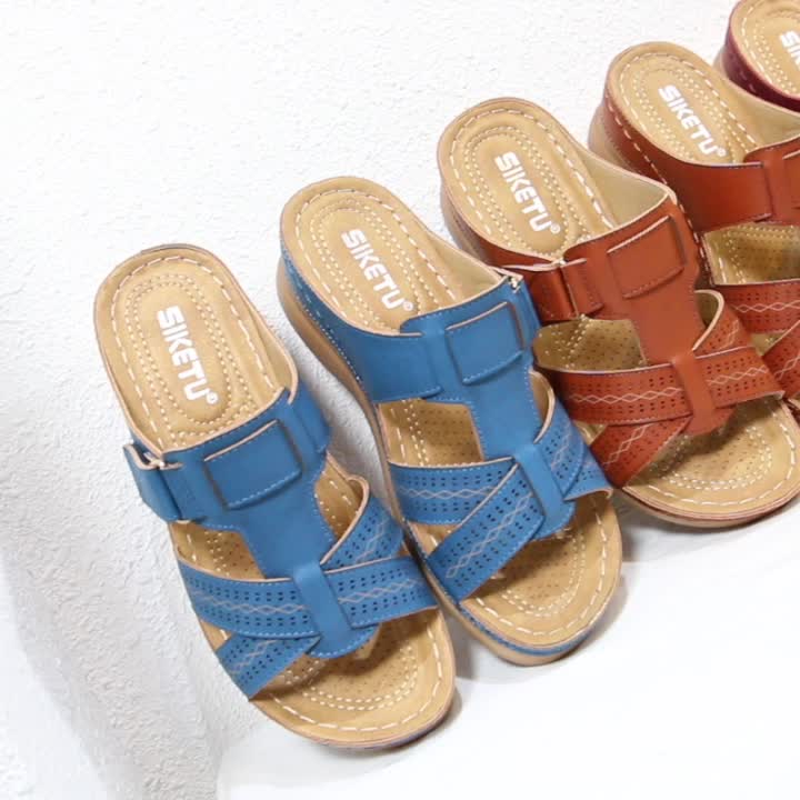Women Summer Hook & Loop Platform Sandals Newgew