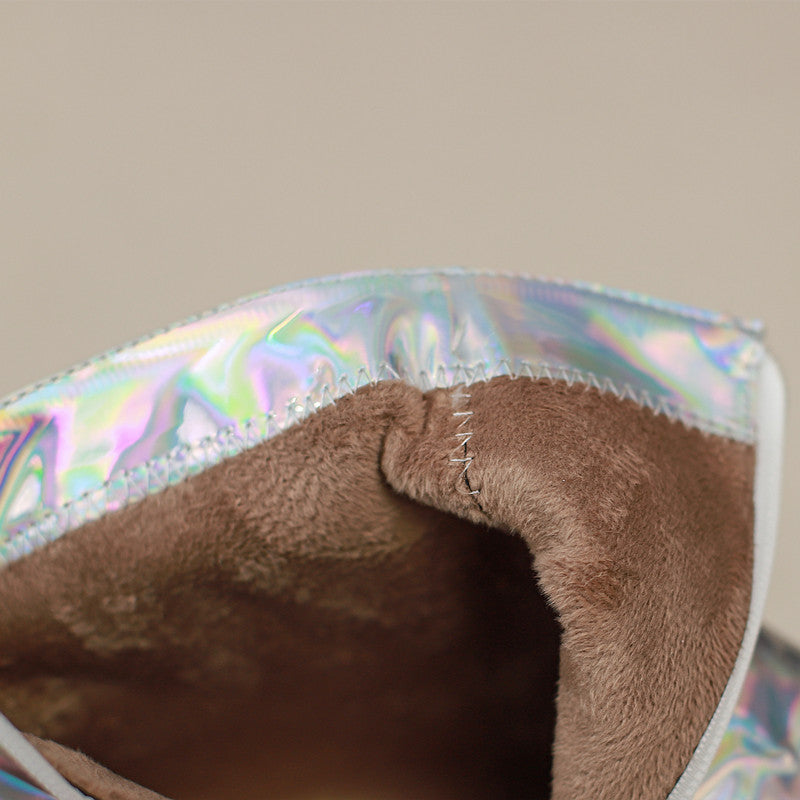 Etta Silver Holographic Stiletto Ankle Boots NEW GEW