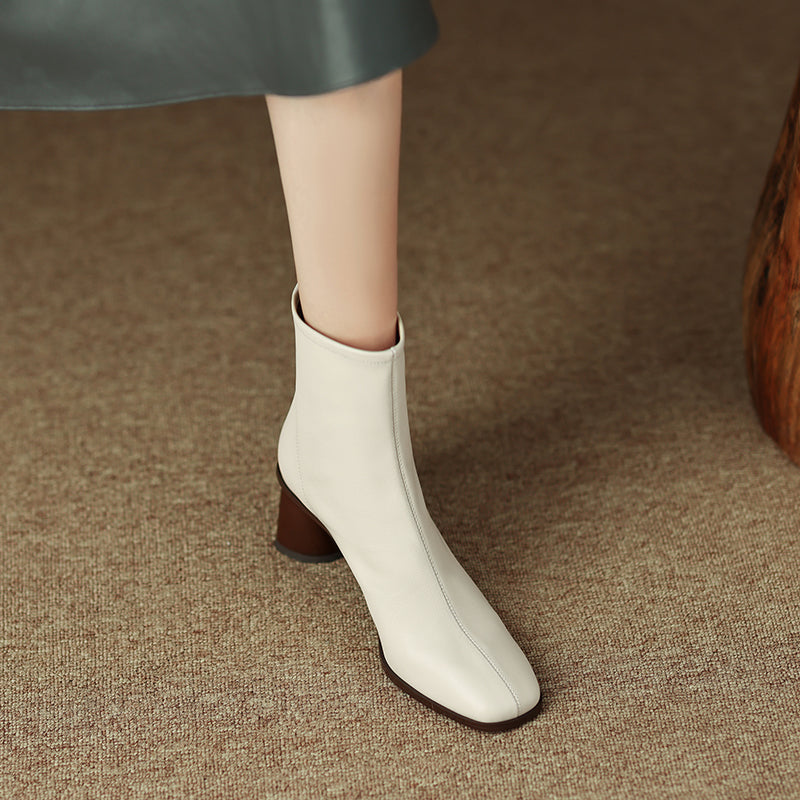 Naya White Square Toe Boots Newgew