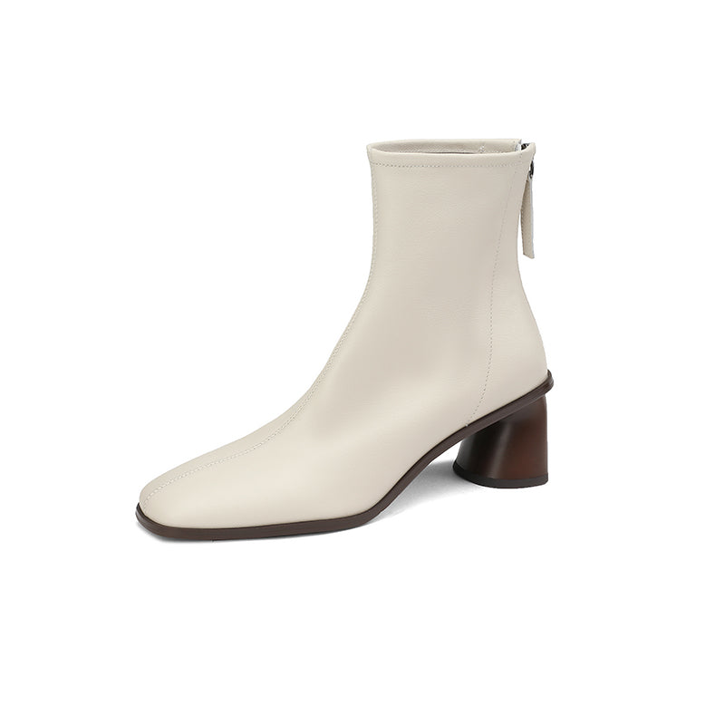 Naya White Square Toe Boots Newgew