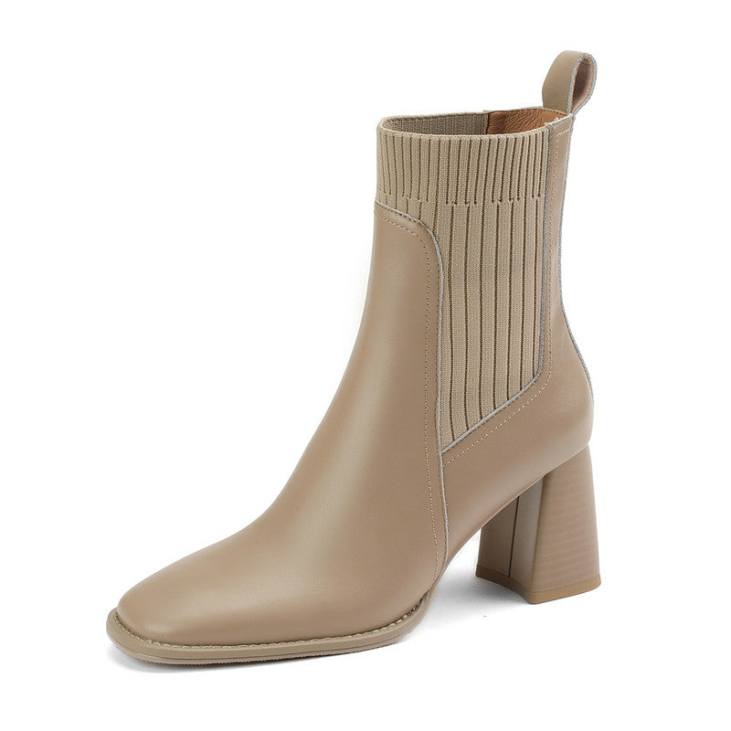 Nahla Nude Leather Boots newgew