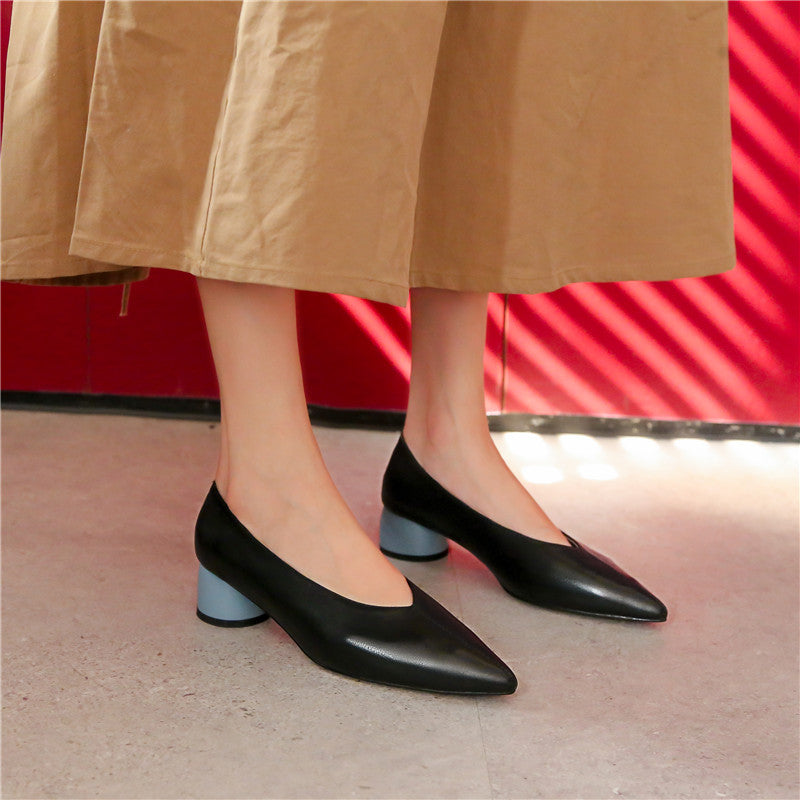 Xenia V Cut Pointy Toe Pumps Heels Newgew