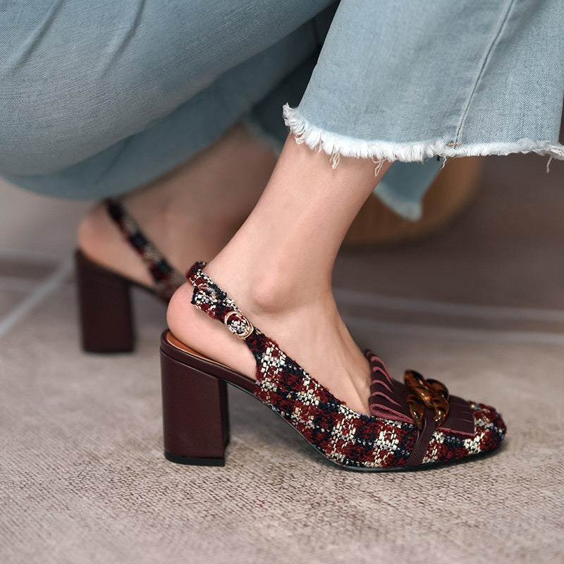 Amy Vintage Slingback Chunky Heels Newgew