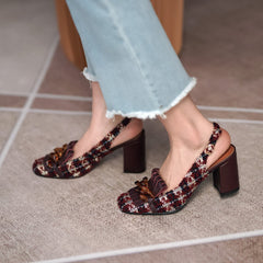 Amy Vintage Slingback Chunky Heels Newgew