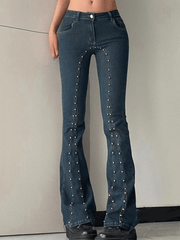 Vintage stud Paneled Low-rise Bootcut Jeans NewGew