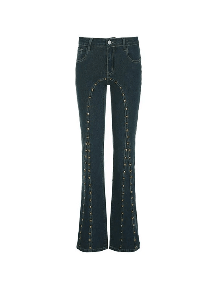 Vintage stud Paneled Low-rise Bootcut Jeans NewGew
