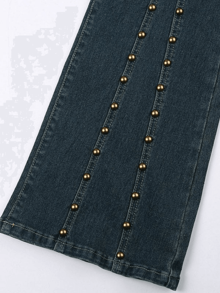 Vintage stud Paneled Low-rise Bootcut Jeans NewGew