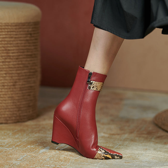 Felix Pointed Toe Burgundy Ankle Boots Newgew
