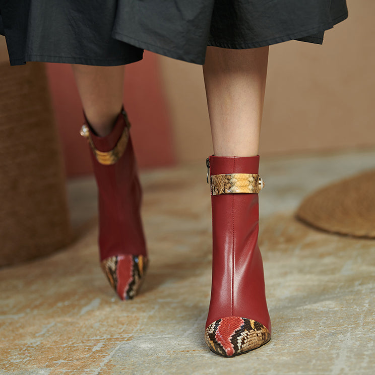Felix Pointed Toe Burgundy Ankle Boots Newgew