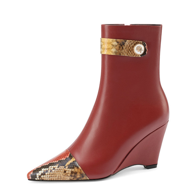 Felix Pointed Toe Burgundy Ankle Boots Newgew