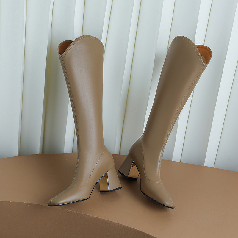 Hayes Knee High Boots Nude Newgew