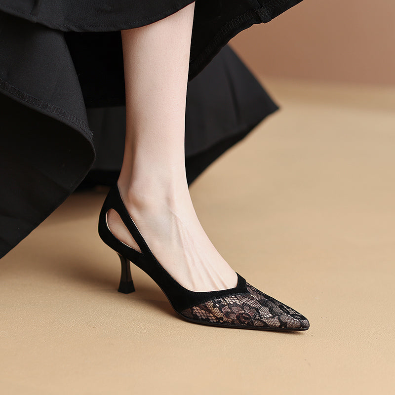 Deanna Mesh Slip on Kitten Heel Pumps NEW GEW