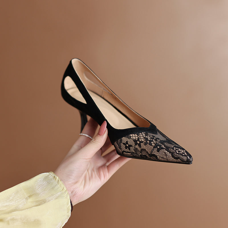 Deanna Mesh Slip on Kitten Heel Pumps NEW GEW