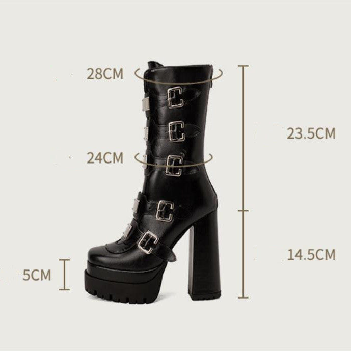 Fae Gothic Platform Boots with Buckles NEW GEW