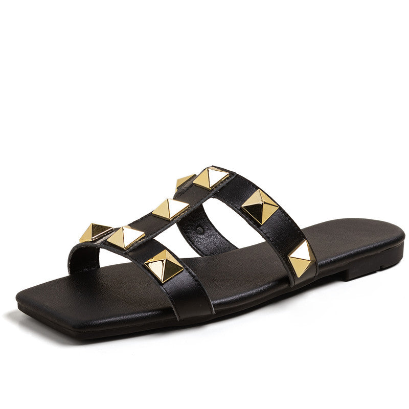 Desire Handmade Rivet Studded Slides Slippers NEW GEW
