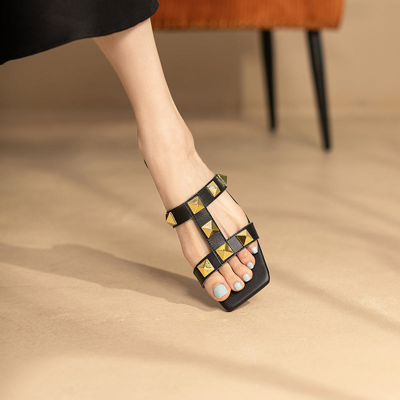 Desire Handmade Rivet Studded Slides Slippers NEW GEW