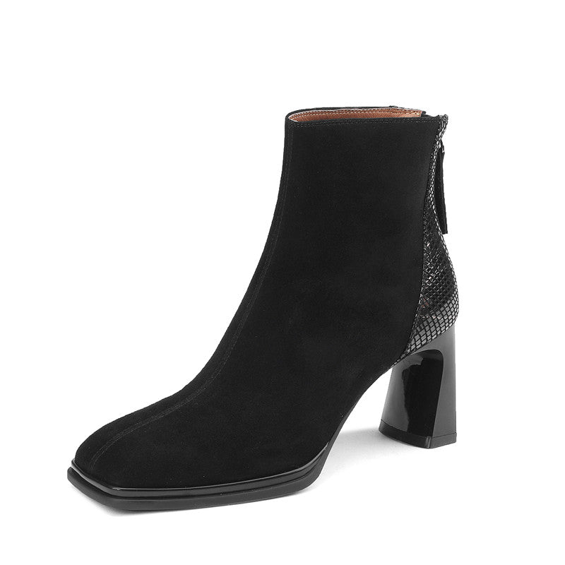 Hafsa Square Toe Snakeskin Ankle Boots Newgew