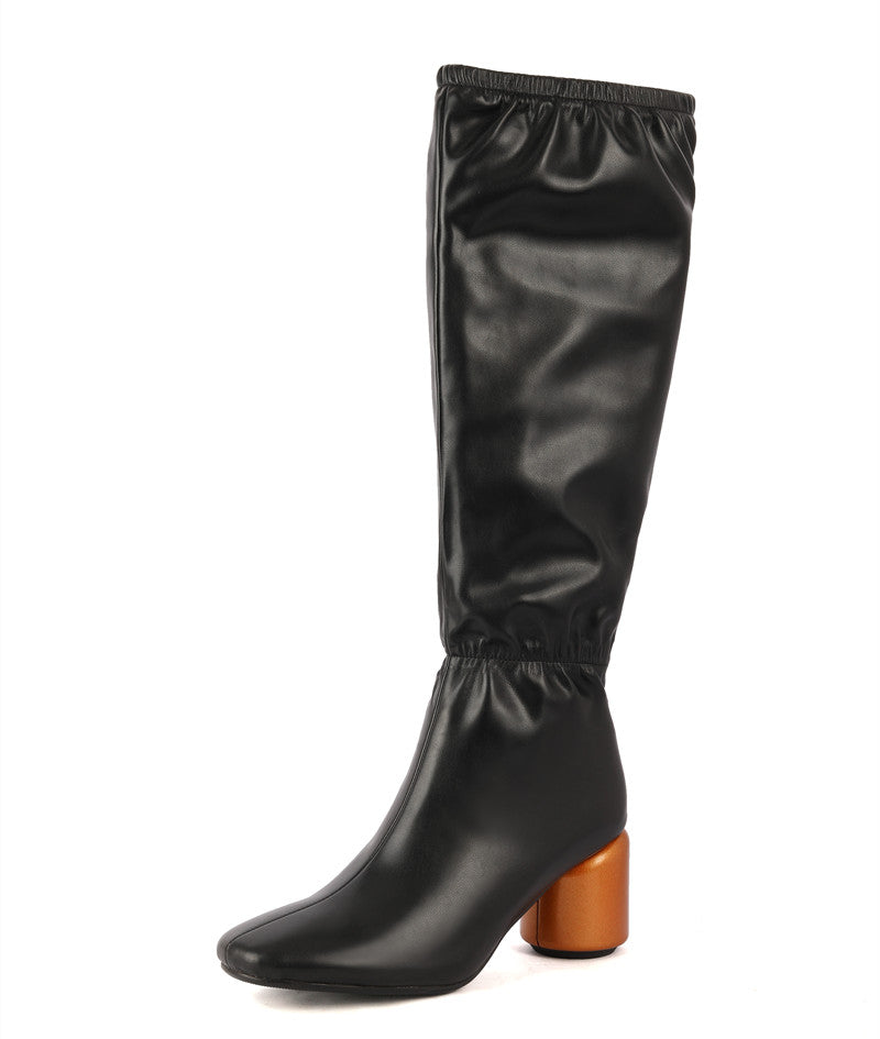 Hayes Black Block Heel Knee High Boots Newgew