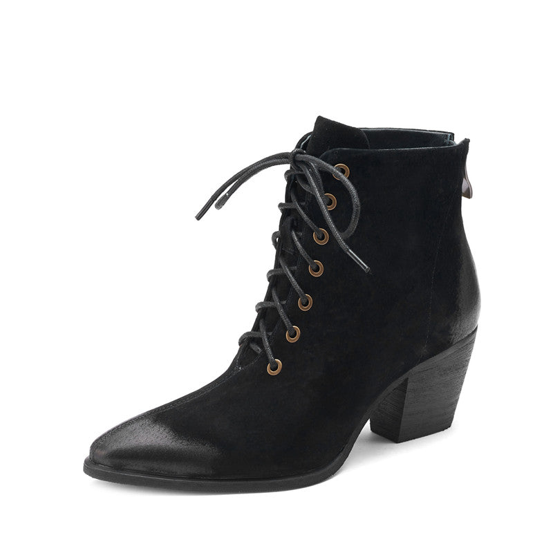 Hayat Black Lace up Boots Newgew