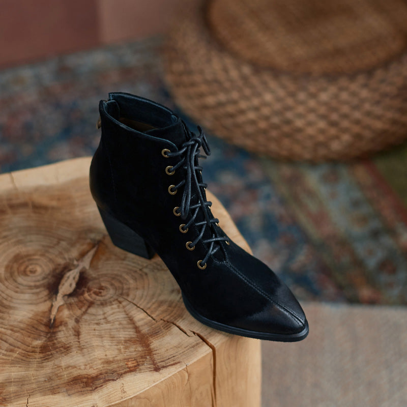 Hayat Black Lace up Boots Newgew