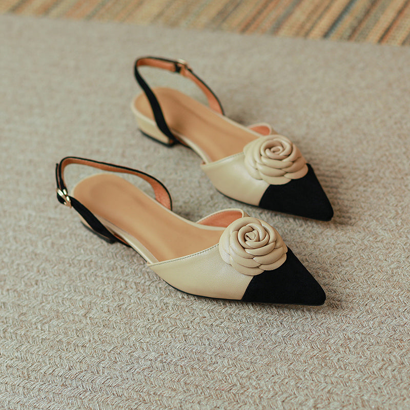 Deja Cap Toe Floral Handmade Slingback Flats NEW GEW