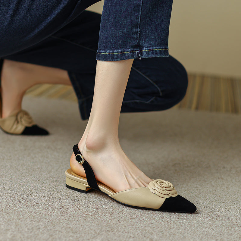 Deja Cap Toe Floral Handmade Slingback Flats NEW GEW