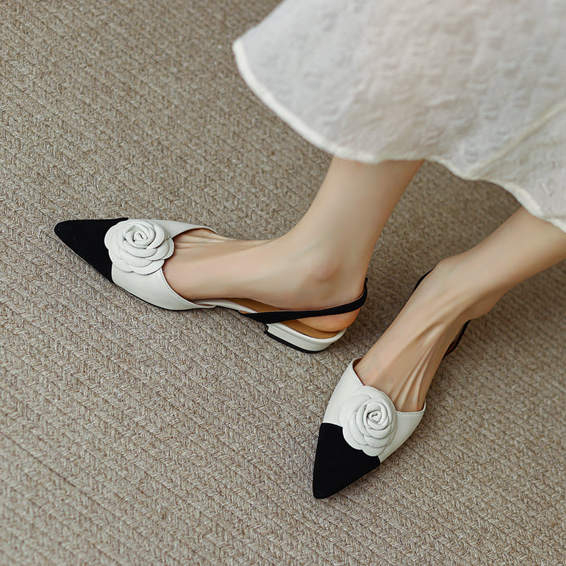 Deja Cap Toe Floral Handmade Slingback Flats NEW GEW
