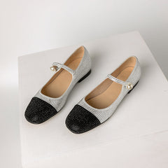Elliana Cap Toe Rhinestone Studded Mary Janes Flats NEW GEW