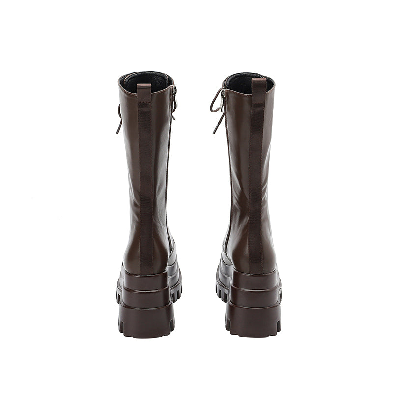 Nala Platform Brown Wedge Boots newgew